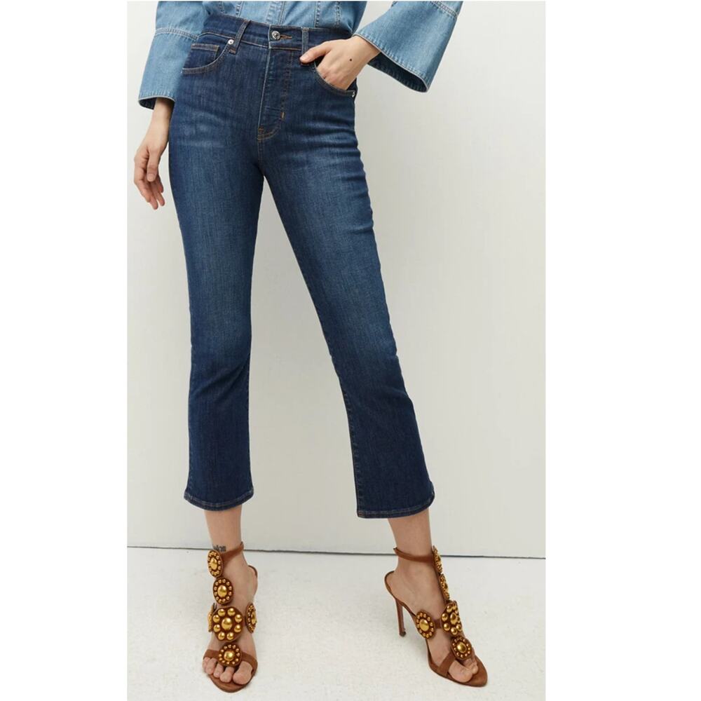 Veronica Beard Carly Kick-Flare Jean 27 Bright Blue High rise Trendy Old money